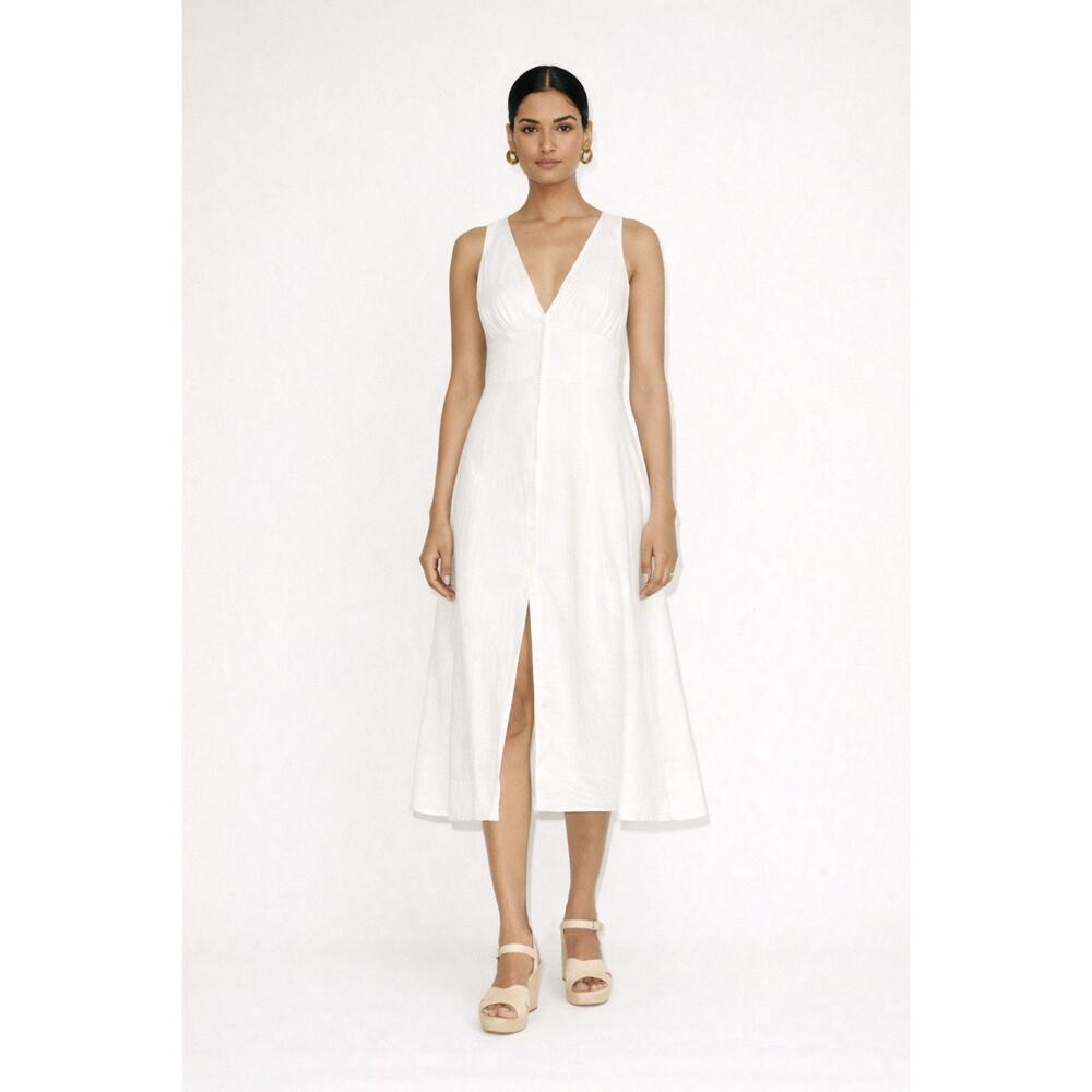New NWT Reformation Sebastien Linen White Size 12 Midi Dress Bridal